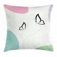 thumbnail image 1 of Butterfly Throw Pillow Cushion Cover, Cheerful Spring Composition with Cute Butterflies and Colorful Blots, Decorative Square Accent Pillow Case, 18 X 18 Inches, Lilac Green Pink White, by Ambesonne, 1 of 2