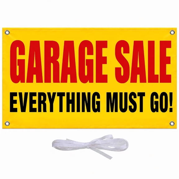 Large Garage Sale Banner, 80×40 Inch Durable Garage Sale Sign with Rope | Polyester | Heavy-Duty Vinyl Single-Sided with Metal Grommets Reusable Sale Signs for Garage Sales, Yard Sales