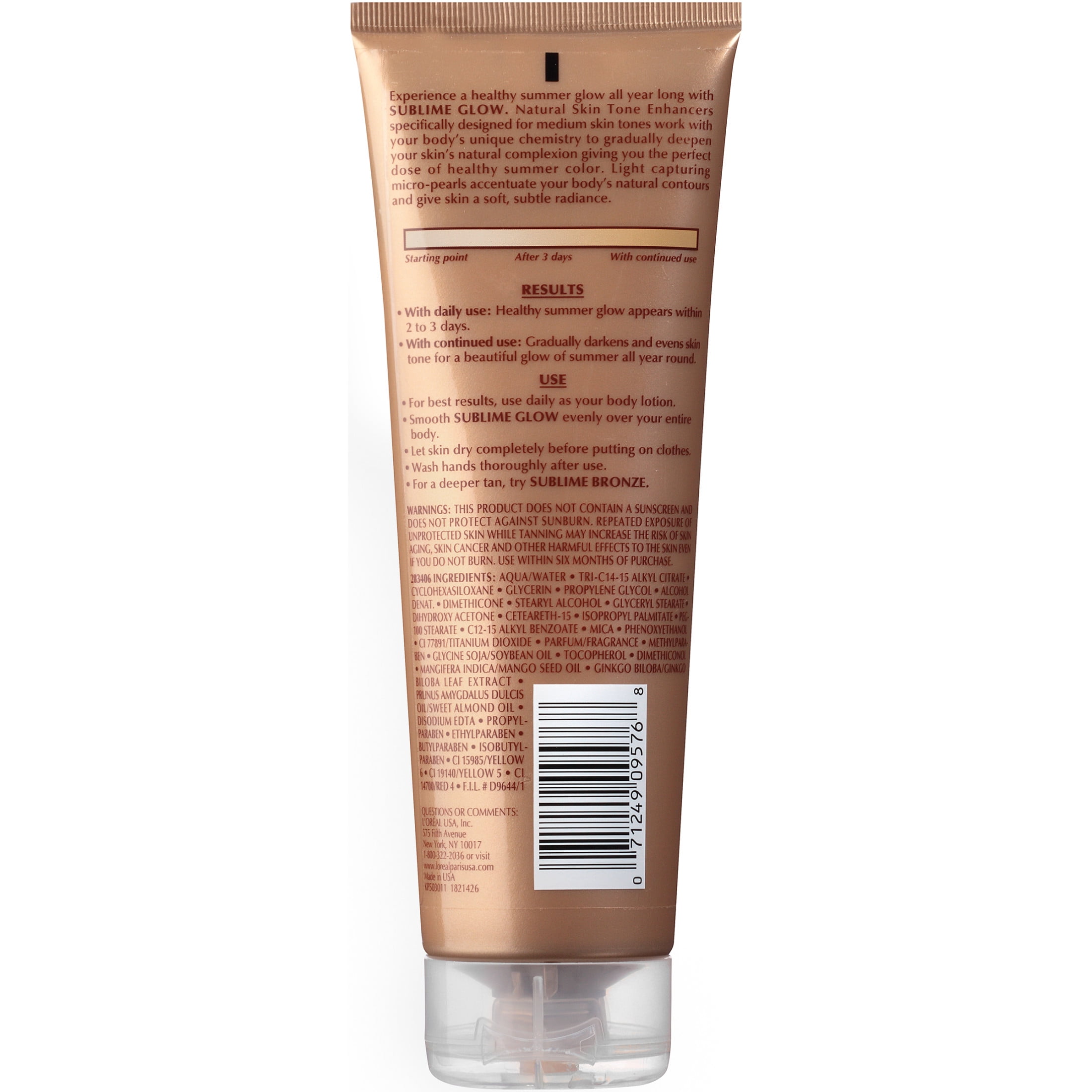 L'Oreal Paris Sublime Glow Body Moisturizer, Tanning Oil & Lotion, 8 fl oz