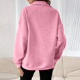 thumbnail image 3 of Women's Quarter Zip Sweatshirt Fall Casual Pullover Top with Kangaroo Pocket Relaxed Stand Collar Sweatshirts, 3XL, 3 of 7