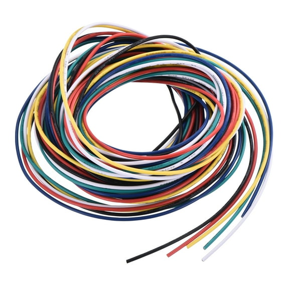 22 Gauge Hookup Wire 3.0m/10ft 22AWG Flexible Electrical Wire Tinned Copper Stranded 6 Color, 1.5mm