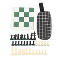 thumbnail image 2 of Roll Up Chess Board Game Set, Interactive Plastic Portable Chess Checkers Set  for Competitions Black,Green, 2 of 7