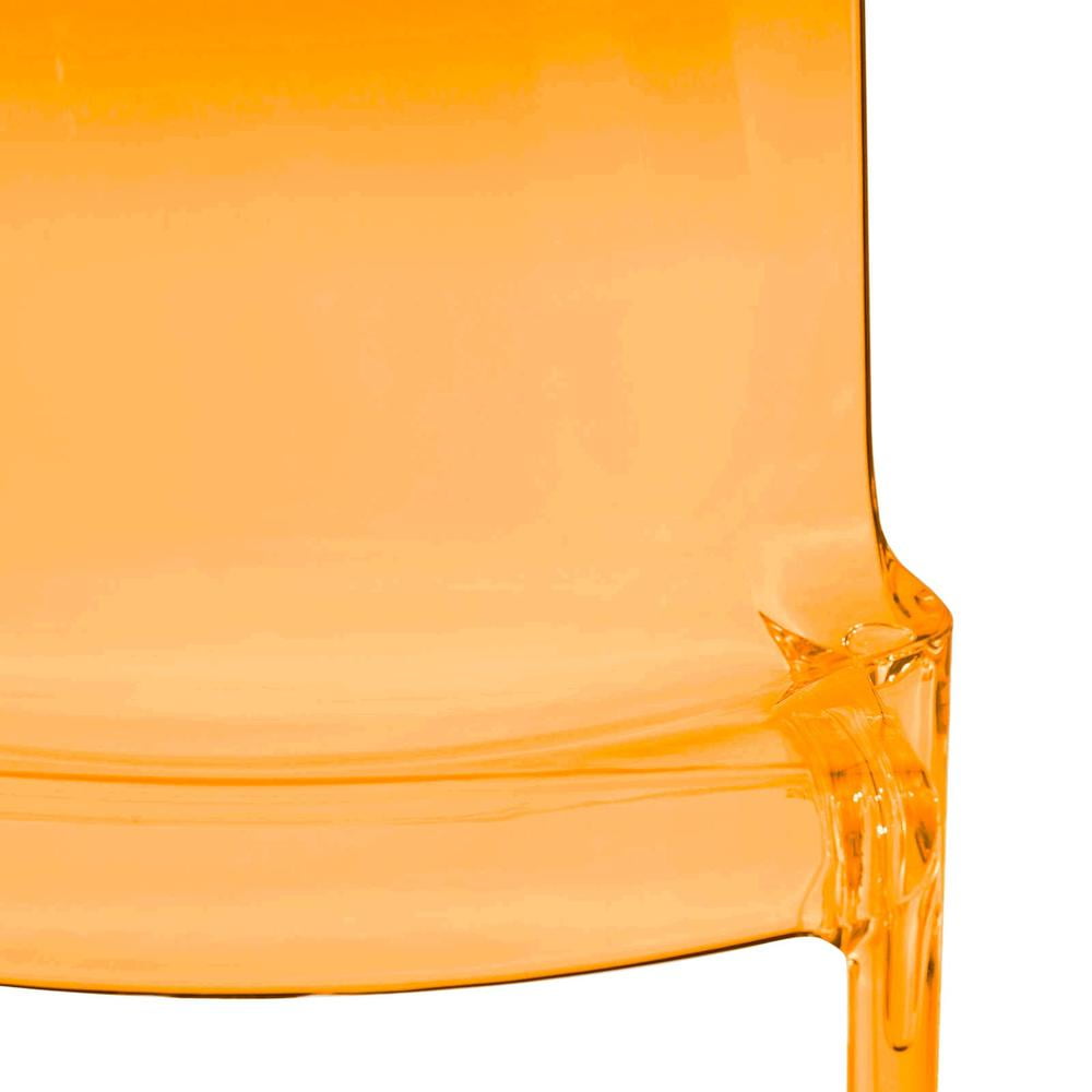 LeisureMod Murray Mid-Century Modern Dining Chair - Transparent Orange Acrylic, Ergonomic Design, Stackable
