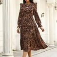 thumbnail image 2 of Vestido de manga larga con volantes y estampado de leopardo con cuello redondo y estampado informal a la moda para mujer Fridja NMB1486, 2 of 7