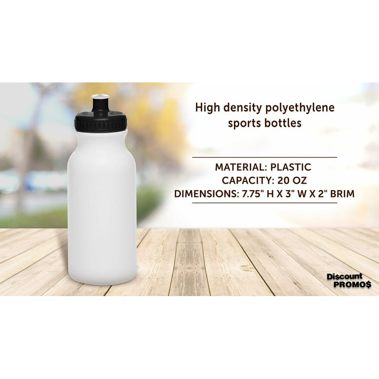 Water Bottle with Push Cap 20 oz. Set of 6, Bulk Pack - Reusable