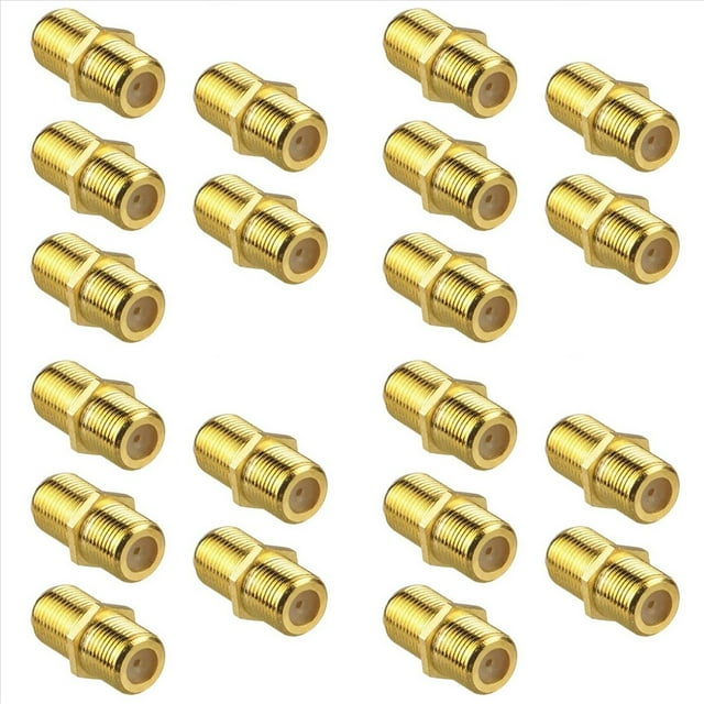 Conector de Cable Coaxial de 20 Piezas, Adaptador Chapado en RG6 Tipo F Hembra una Hembra Extensor de Cable Coaxial para Cables de TV