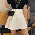 thumbnail image 4 of Girls Women High Waisted Pleated Skirt Plain Plaid A-line Mini Skirt Skater Tennis School Uniform Skirts Lining Shorts, 4 of 8