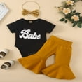 thumbnail image 2 of AMERTEER Baby Girl Pants Set  Short Sleeve Romper and Flared Pants with Hairband 3pcs Set, 2 of 8