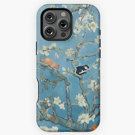 Van Gogh Cute Cats in Almond Blossom Phone Case for iPhone 16 15 14 13 12 11 Pro Max M5909181