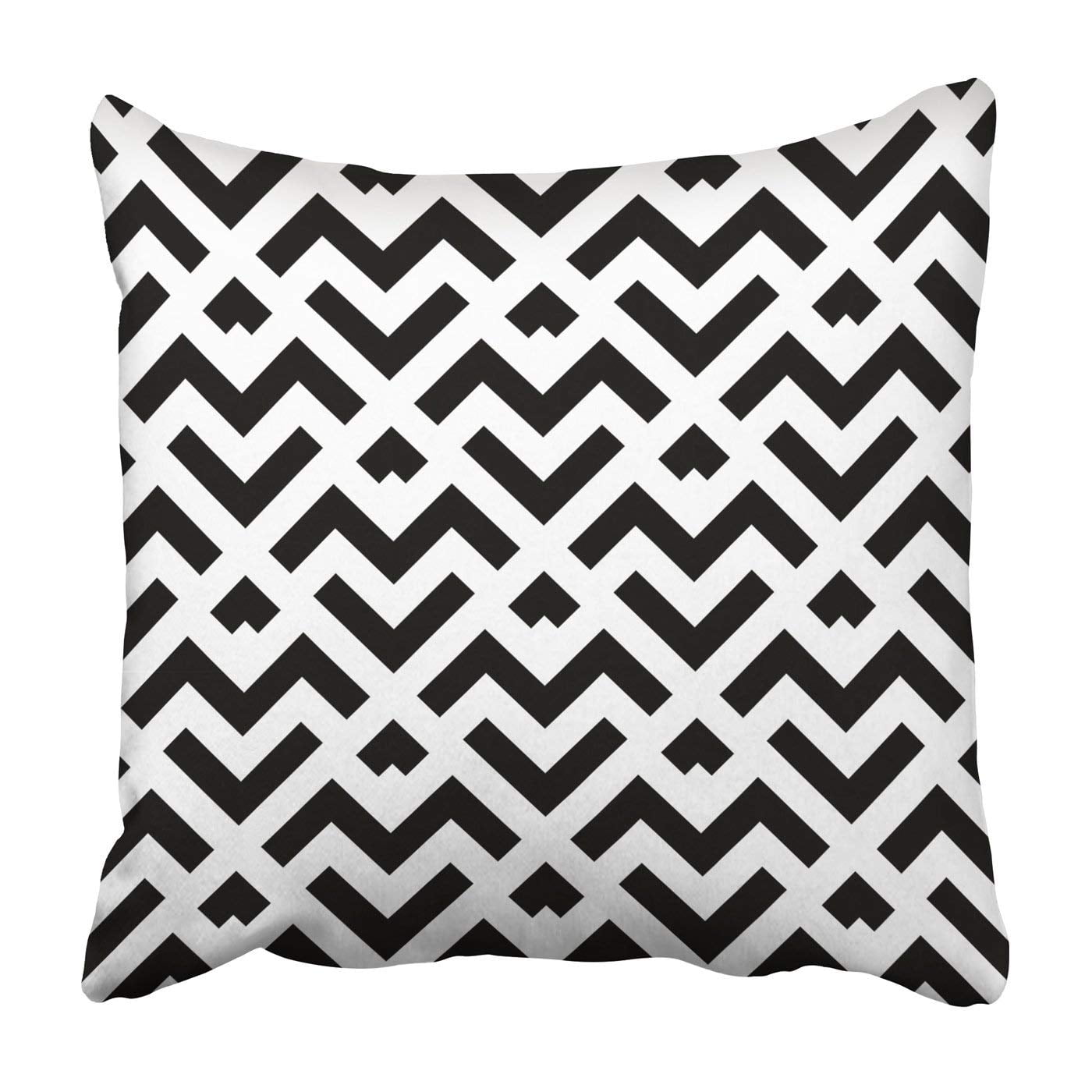 BPBOP Abstract geometric stripes lines Black and white Pillowcase Throw Pillow Cover Case 16x16