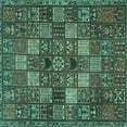 thumbnail image 1 of Ahgly Company Machine Washable Indoor Square Persian Turquoise Blue Traditional Area Rugs, 3' Square, 1 of 4