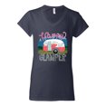 thumbnail image 3 of Happy Glamper | Fancy Camping Camper Van Caravan | Nature Lover Women's Standard V-Neck Tee, Navy, L, 3 of 5