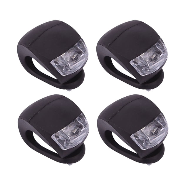 EeaseCA 4pcs Bike Cycling Silicone Head Front Rear Wheel Safety Light Lamp Set Bright Waterproof Bike Accessories (Black)