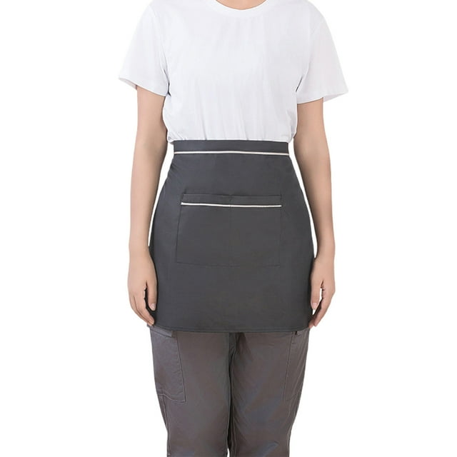 LCXmlly Deep Pocket Half Apron Waiter Half Apron Waterproof Oil Proof Large Pockets Adjustable Strap Kitchen Uniform