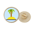 thumbnail image 1 of Voile d'Été Arbre de Noix de Coco Pixel Rond Métal Broche d'Or Clip, 1 of 3