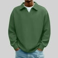 thumbnail image 2 of YOIAVAIOY Men's Long Sleeve Knit Polos, Breathable Versatile Casual Trendy, Soft Pullover for Daily Wear Army Green M, 2 of 9