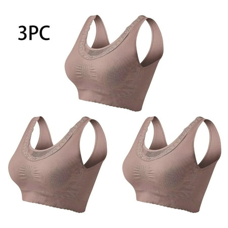 Iyufng Sports Bras for Women Plus Size Push Up Wirefree Bra 3PC Sexy Seamless Steel Ring High Elasticity Enlarged Version Thin Tank Top Large-Sized Bra with Chest Pad Fixed Summer Savings Clearance