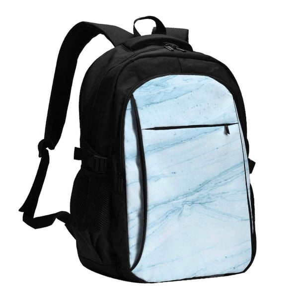 Balery Blue Marble Mochila con carga USB para hombre y mujer - Mochila impermeable y antirrobo para laptop con puerto USB para viajes, trabajo