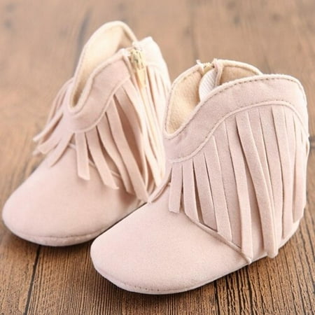 

Baby Winter Moccasin Boots Girl Boy Kids Tassle Fringe Shoes Infant Soft Soled Anti-slip Boots Booties Beige M