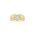 thumbnail image 1 of RYLOS Men's Rings 14K Yellow Gold Classic 7X5MM Oval Gemstone & Diamond Ring Aquamarine March Birthstone Rings For Men, Gold Rings Size 8, 1 of 7