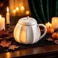 thumbnail image 4 of Twfbrm Halloween Ceramic Mug, Cute Pumpkin Shaped Ceramic Coffee Mug with Handle and Lid, Fall Decorative Pumpkin Mug, Creative Heat Resistant Ceramic Tea cup for Home, Office, Thanksgiving, 4 of 6