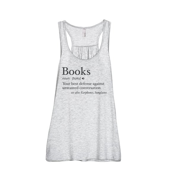 Books Definition Women's Fashion Sleeveless Flowy Racerback Workout Yoga Tank Top Sport Grey Large