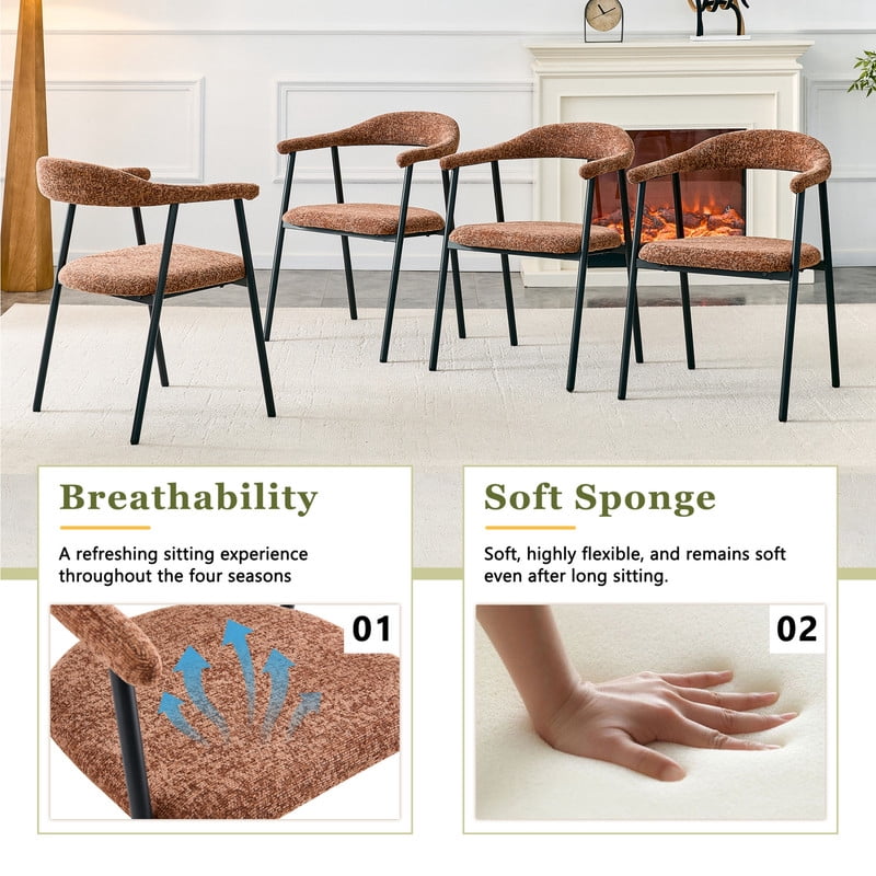 Vinform Upholstered Dining Chairs Set of 4, Fabric Dining Room Chairs, Caramel