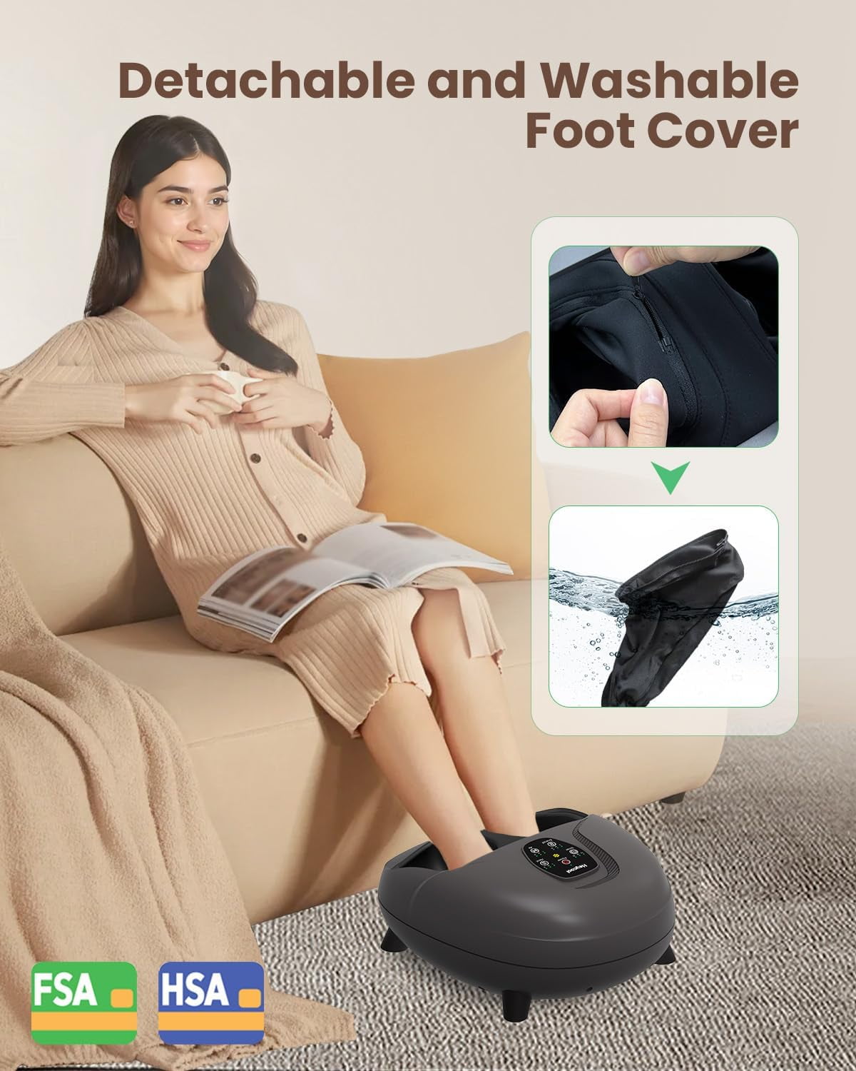 2026 Upgrade  Eligible HSA Foot Massager, Shiatsu  with Heat and Compression for Plantar Fasciitis Neuropathy