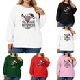 thumbnail image 5 of Women's Plus Size Christmas Printed Sweatshirt, Long Sleeve Casual Pullover Top, SANTA'S FAVORITE HOTMESS Graphic Fashion Hoodie,Pink,4XL, 5 of 5