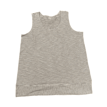 Lands' End Women's Soft Sleeveless Lightweight Split Hem Tank Top (Black/White Stripes, S)