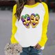 thumbnail image 5 of Xuyuer Mardi Gras Shirts for Women Shirt Funny Mask Graphic Tee Carnival Long Sleeve Shirt V Neck Top, 5 of 6