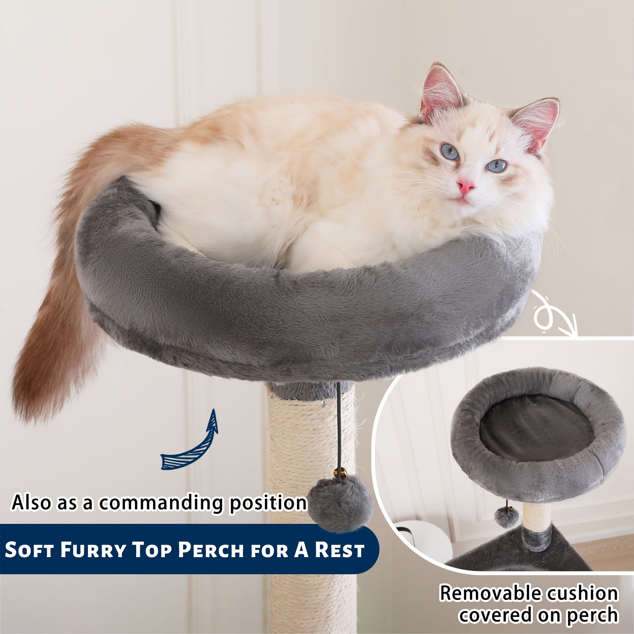Vibrant Life 70” Cat Tree for Indoor Cat,Multi-Level Cat Tower with Scratching Posts, Gray