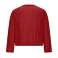 thumbnail image 7 of HXWCHs Ladies Tweed Sparkly Open-Front Blazer Elegant Long Sleeve Casual Work Jacket Red XL, 7 of 7