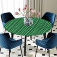 thumbnail image 5 of Elastic Fitted Round Tablecloth, Retro Green Waterproof Stretch Table Cover for 36"-44" Tables, Vintage Rustic Plants Trees Lines Pattern Washable Outdoor Tablecloths for Patio, Picnic, Camping, 5 of 9