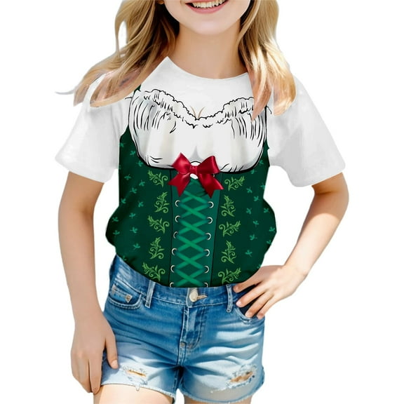BOOMNY Baby Girls Tshirts Short Sleeve Casual Oktoberfest Printed T Shirts Lightweight Loose Summer Shirt Tops Lovely Girl's Tees