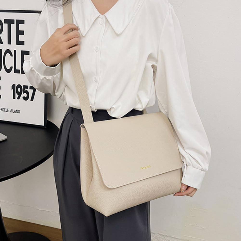 Colorful DIY Imitation Leather Shoulder Bag Sewing Set Women's Crossbody Handbag Making Kits Imitation Leather Handmade Satchel Handbag Making Kit for Handmade Craft Bag Making Accessories White