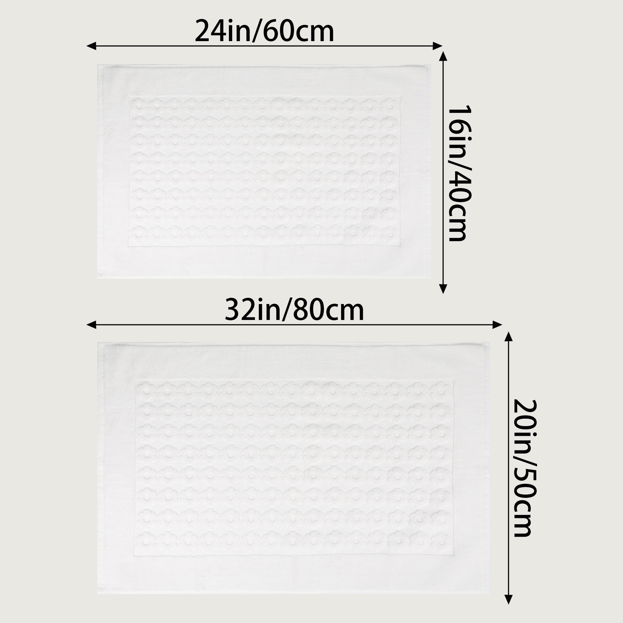 Unique Bargains Bath Rugs Towel Cotton Absorbent Hotel Shower Floor Mat White 16" x 24"
