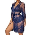 thumbnail image 2 of Sexyfree Women Sexy Lingerie Set 3 Piece Lace Kimono Robe with Bra and Panty Sheer Sleepwear, 2 of 5