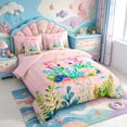 thumbnail image 2 of Manfei Sealife Axolotl 7-Piece Twin Bedding,Kawaii Ocean Animal Bedding Comforter Set,Pink Reversible, 2 of 7