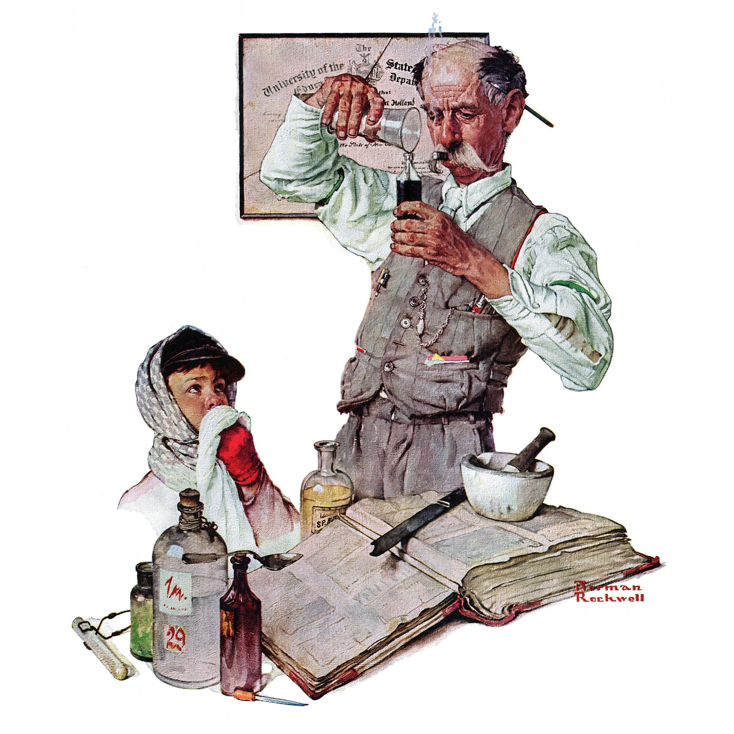 Marmont Hill "Pharmacist" by Norman Rockwell Painting Print on Canvas
