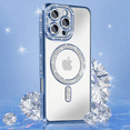 thumbnail image 4 of Entronix Magnetic Crystal Case for iPhone 16 Pro, Luxury Rhinestone Cute Bumper Cover for Girls, Blue, 4 of 8