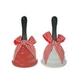 thumbnail image 1 of Metal Bell With Wooden Handle (With Bow) (Asstd) - Set of 2, 1 of 3