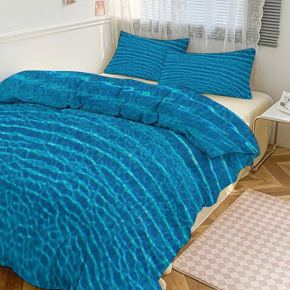 Water Ripple Light Blue Bedding Set Couple Bedclothes Pillowcase Customized Home Textiles Bed Set for Bedroom Decoration