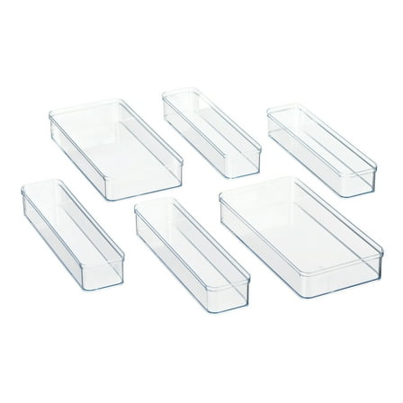 Mainstays 6-Piece Drawer Storage Set, Clear Plastic