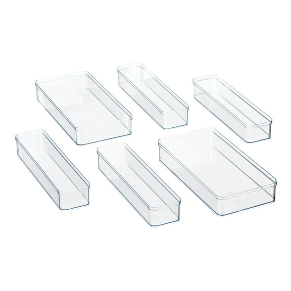 Mainstays 6-Piece Drawer Storage Set, Clear Plastic