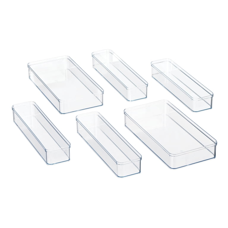 Mainstays 6-Piece Clear Plastic Drawer Organizer, Stackable Bins photo 1