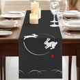 thumbnail image 3 of Table Runners 72 Inches Long Dress Scarves, Black Modern Farmhouse Kitchen/Dining Table Runner, Coffee Tablerunners, Farmhouse Rabbit Abstract Art 18x72 Inch, 3 of 9