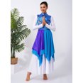 thumbnail image 5 of YiZYiF Women Print Sleeveless Liturgical Praise Dance Worship Tunic Chiffon Asymmetrical Dress Blue XXL, 5 of 7