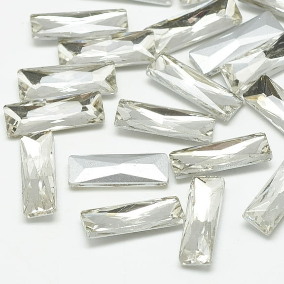 Pointed Back Glass Rhinestone Cabochons Back Plated Faceted Rectangle Crystal 7x3x2mm 50pc
