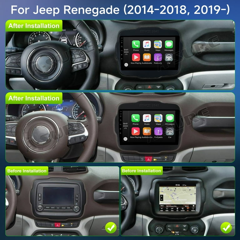 Eforcase 9\" Car Stereo Radio With Carplay Android Auto For Jeep Renegade 2015-2020, Android 13.0 Touch Screen Radio Support WiFi GPS FM/RDS/SWC Bluetooth With AHD Camera